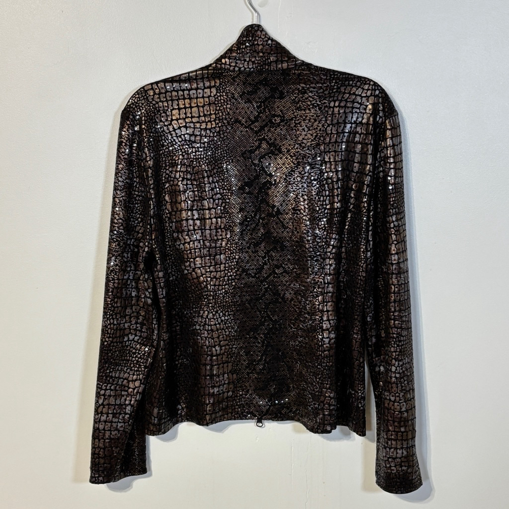 Vintage Joseph Ribkoff Blazer Jacket Women’s Size 14 Black Brown Sparkly Zip Up - Picture 8 of 12